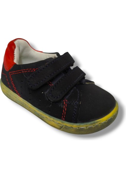 3082-20 Yan Delikli 2 Cırtlı Erkek Çocuk Ayakkabı Lacivert Kırmızı 18-20