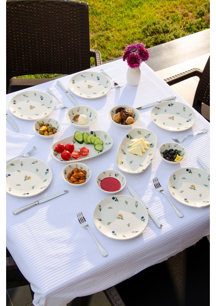 Floral Porselen 14 Parça 6 Kişilik Kahvaltı Takımı Çiçek Desenli Beyaz fiyatları