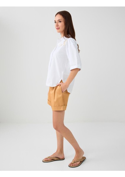 Deve Tüyü Normal Bel Bol Paça Dokuma Şort modelleri