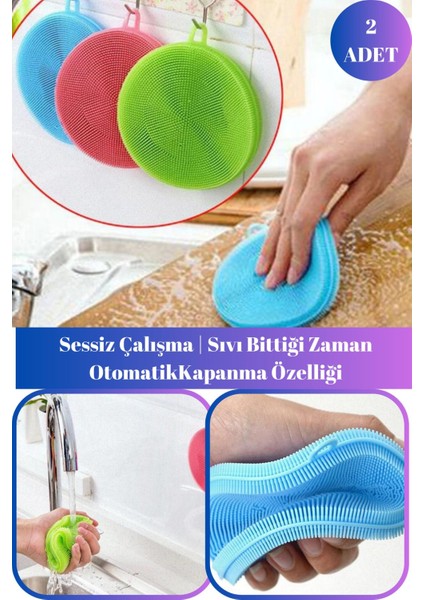 2'li Tükenmeyen Silikon Bulaşık Süngeri Seti, Dayanıklı ve Temizliği Kolaydır