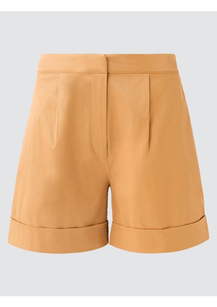 Deve Tüyü Normal Bel Bol Paça Dokuma Şort