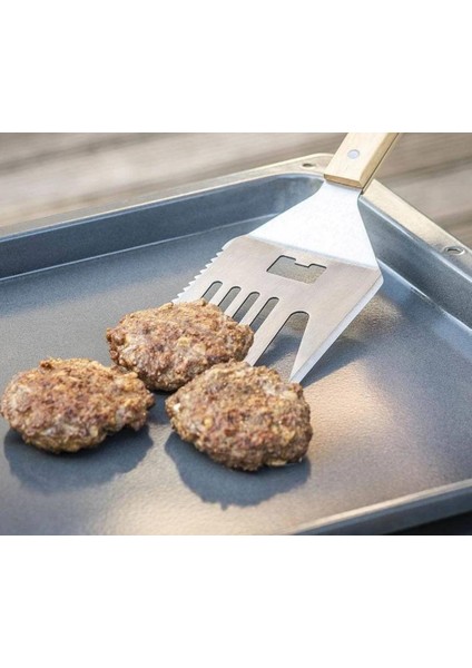 Gbmotion 5’i 1 Arada Paslanmaz Çelik Barbekü Spatulası – Şişe Açacağı, Testere Dişli Kesici, Çatal Ucu, Fileto Bıçağı ve Izgara Küreği Özellikli