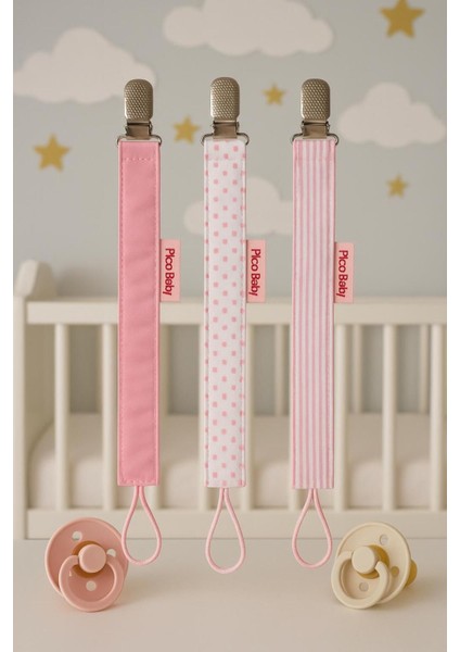 Emzik Askısı - Emzik Zinciri - Emzik Tutacağı 3'lü Set