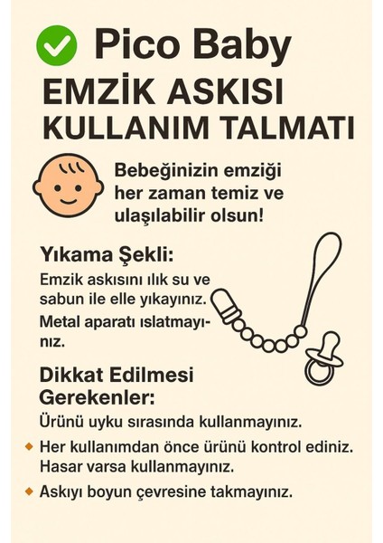 Emzik Askısı - Emzik Zinciri - Emzik Tutacağı 3'lü Set modelleri