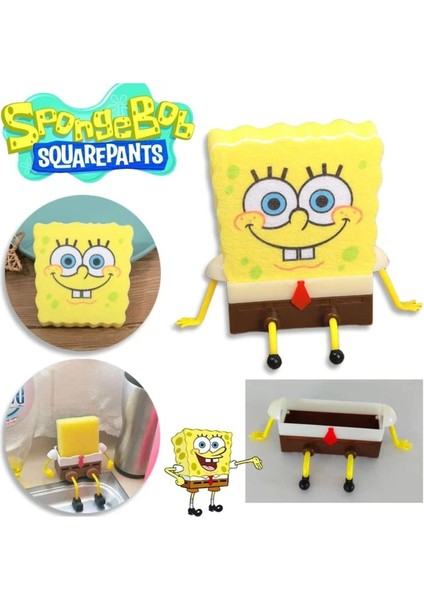 Ayaklı Sünger Tutucu ve Figürlü Bulaşık Süngeri Seti
