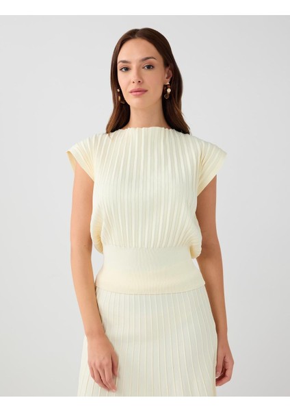 Taş Sıfır Yaka Çizgili Triko Süveter