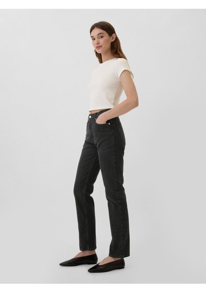 Kadın Siyah 90S Straight Jean Pantolon