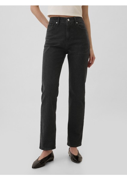 Kadın Siyah 90S Straight Jean Pantolon
