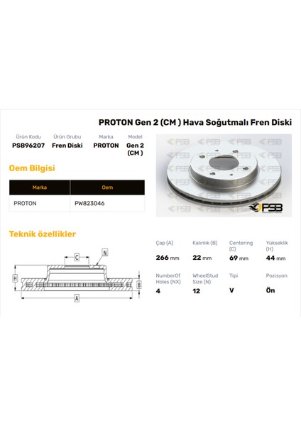 Fren Diski Ön 280MM Proton Gen2 1.3 1.6 2004- Oem Kodu - PW823046-PSB96207