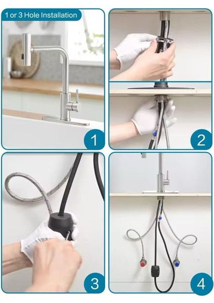 Çok Modlu Inox Mutfak Evye Bataryası Mat Gri Musluk Spiralli Çek Bırak Başlık Yağmurlama