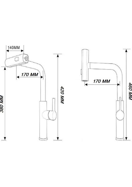 Çok Modlu Inox Mutfak Evye Bataryası Mat Gri Musluk Spiralli Çek Bırak Başlık Yağmurlama