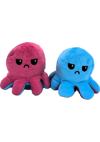 62054 Mood Değiştiren Peluş Ahtapot 20 cm. Koyu Pembe - Mavi