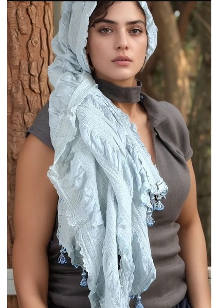 Ipek Şal - 75 X200 cm - Gofreli - El Dokuması - %100 Ödemiş Ipeği