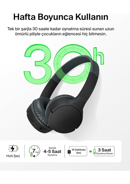 Soundform Mini Kablosuz Çocuk Kulaklığı, Siyah