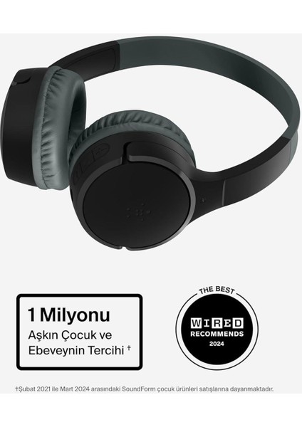 Soundform Mini Kablosuz Çocuk Kulaklığı, Siyah