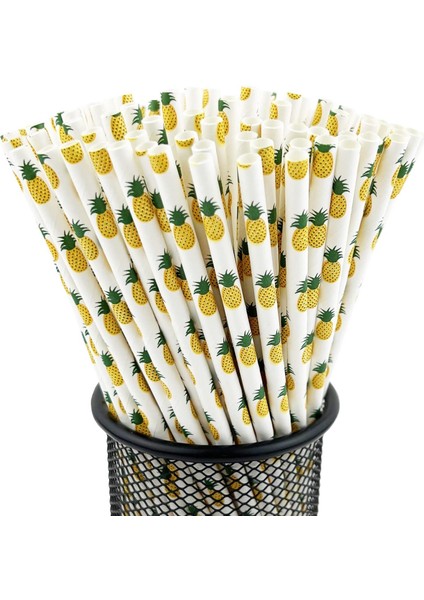 Kağıt Pipet Ananas Desenli 25'li