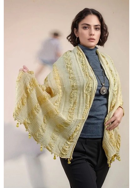 Ipek Şal - 75 X200 cm - Gofreli - El Dokuması - %100 Ödemiş Ipeği