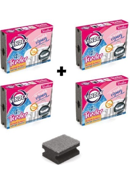 Parlak Çizilmez Bulaşık Süngeri 4'lü Set, Dayanıklı ve Pratik Kullanım