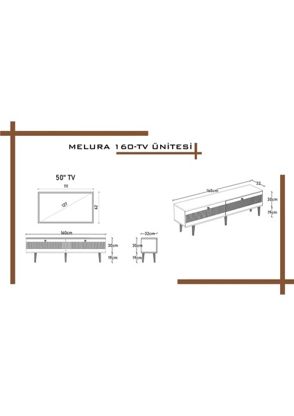 Melura Tv Ünitesi - Tv Sehpası 160 cm %100 Mdf Lake Ahşap Ayaklı fırsatları