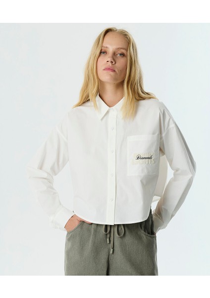 Slogan Baskılı Poplin Gömlek TW6250025054018