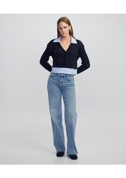 Çift Parça Görünüm Saç Örgülü Triko IW6250050352015 fırsatları