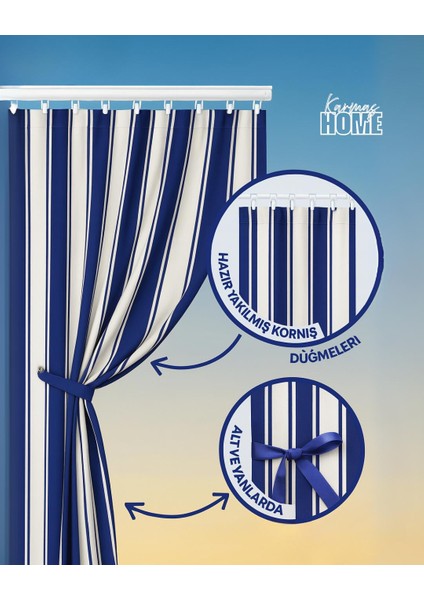 Balkon Perdesi Branda Kumaşı-Yağmur Geçirmez-Kalın-Bağcıklı-Düğmeli Mavi/beyaz fiyatları