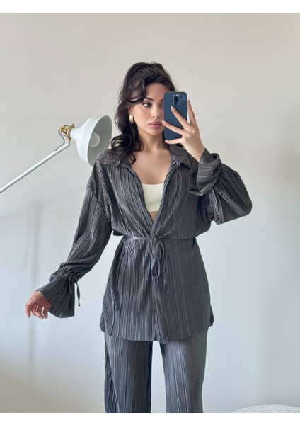 Antrasit Piliseli Kimona Takım