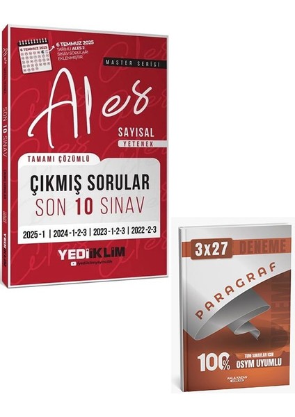 Yediiklim 2026 Ales Master Sayısal Yetenek Çıkmış Sorular Son 10 Sınav Çözümlü+Anla Kazan Paragraf