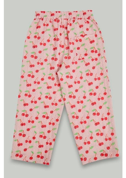 Kiraz Desenli Cepli Kız Çocuk Pantolon