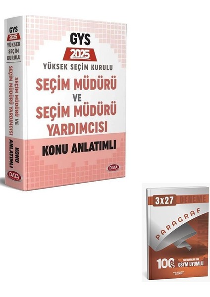 Data 2025 Gys Ysk Seçim Müdürü ve Yardımcısı Konu Anlatımlı +Anla Kazan Paragraf