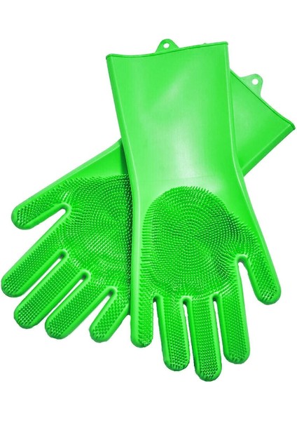 Isıya Dayanıklı Çok Amaçlı Silikon Temizlik Eldiveni, Fırçalı ve Esnek Tasarım indirimleri