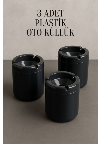 3 Adet Xl Koku Yapmaz Dumansız Siyah Plastik Küllük Oto Kül Tablası Araç Içi Kül Tabağı