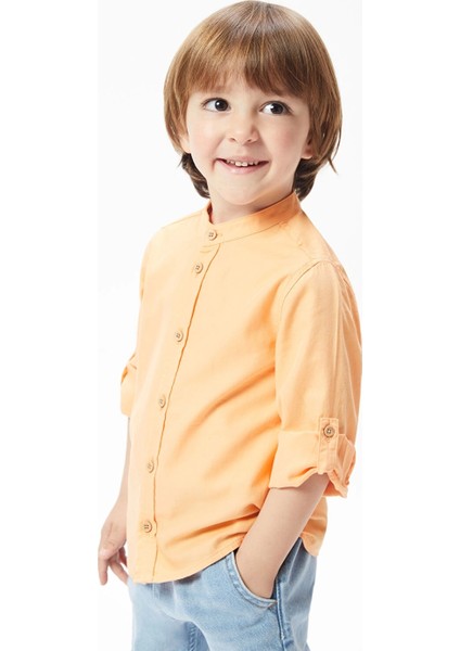 Lcw Kids Turuncu Hakim Yaka Uzun Kollu Basic Erkek Bebek Gömlek