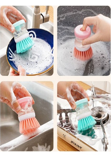 Pratik Çok Fonksiyonlu Bulaşık Yıkama Fırçası Deterjan Hazneli