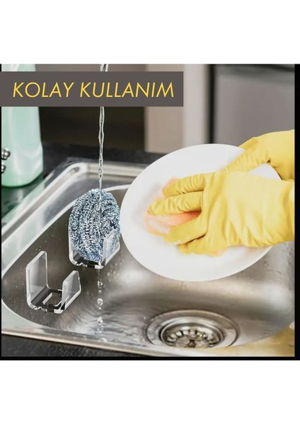 4'lü Yapışkanlı Pleksi Bulaşık Süngeri Tutucu, Evye Düzenleyici Set fiyatları