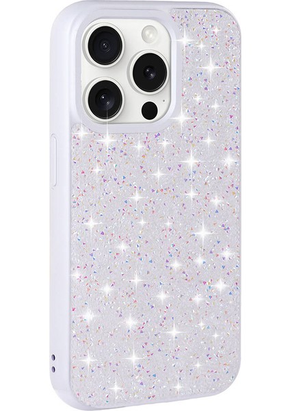 Shining Serisi Apple iPhone 15 Pro Max Beyaz Kapak