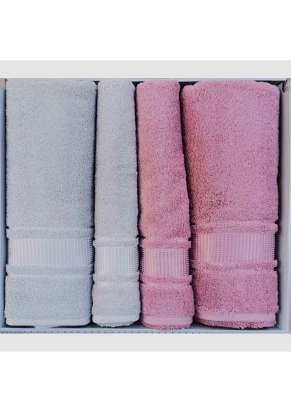 Best Hamam Seti, Banyo Havlu Takımı (Büyük Boy)-Colourist Gri Pembe