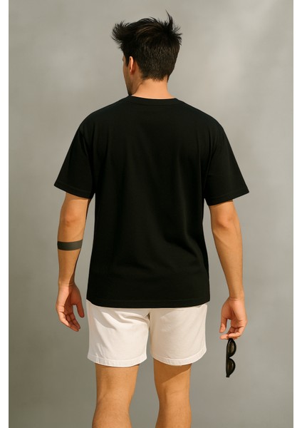 Store %100 Organik Pamuk Nefes Alan Premium Yarım Oversize Bisiklet Yaka Basic Erkek/Unisex Tişört Siyah fiyatları