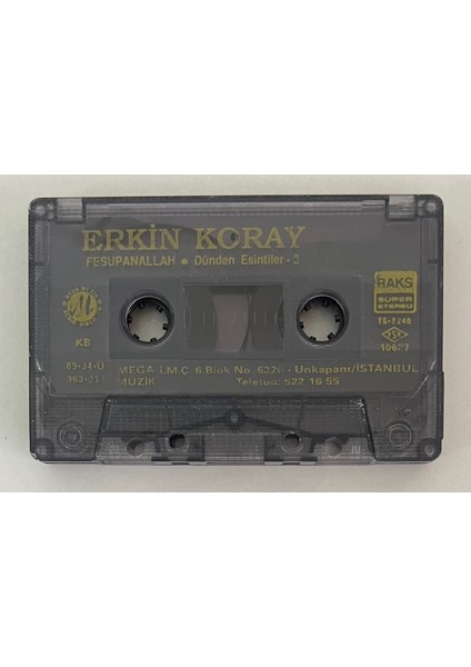 Erkin Koray Fesupanallah Dünden Esintiler 3 Kaset Kartonet Yoktur Sadece Kasettir (Orjnal Dönem Baskı Kaset)