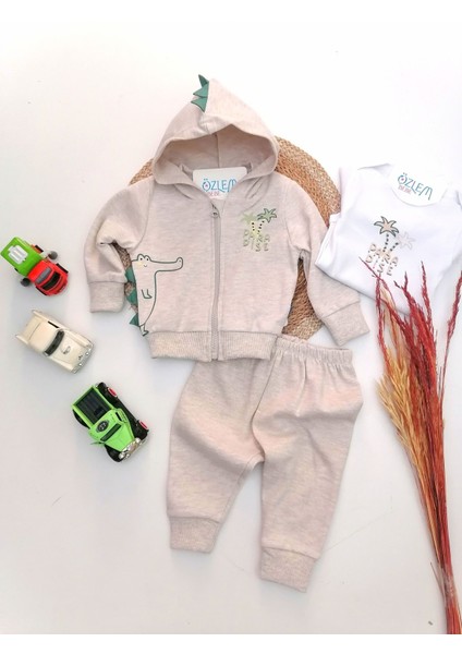 Paradise Baskı Kapüşonlu 3lü Takım Gri - 3 Ay fiyatları