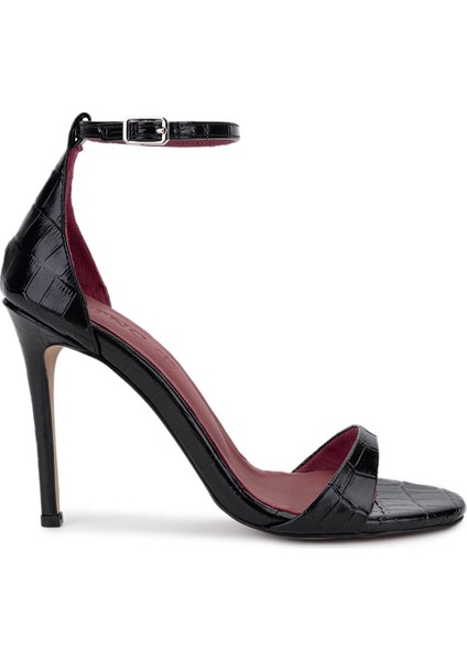 Kadın Siyah Hakiki Deri Kroko Topuklu Ayakkabı 340 158 Bn Ayk Y25 Sıyah Kroko