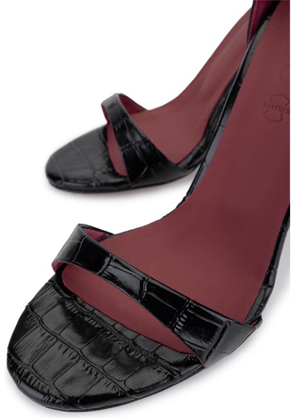 Kadın Siyah Hakiki Deri Kroko Topuklu Ayakkabı 340 158 Bn Ayk Y25 Sıyah Kroko modelleri