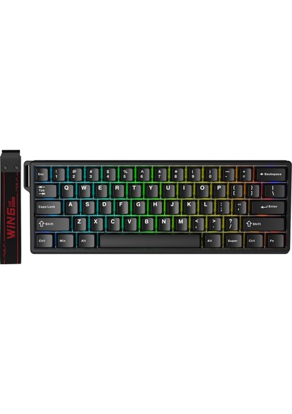 WIN60 He Manyetik Klavye Rapid Trigger Graywood Swtich 8000Hz Rgb Tkl Hot Swap Oyuncu Klavyesi Siyah