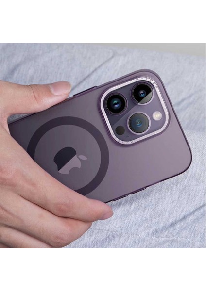 iPhone 14 Pro Max Uyumlu Magsafe Şarj Özellikli Buzlu Sert Pc Xemu Tuval Kapak-Siyah indirimleri