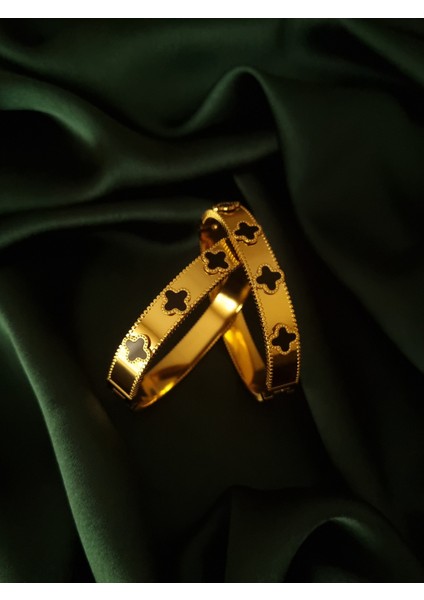 Siyah Van Cleef Gold Renk 316L Paslanmaz Çelik Kelepçe