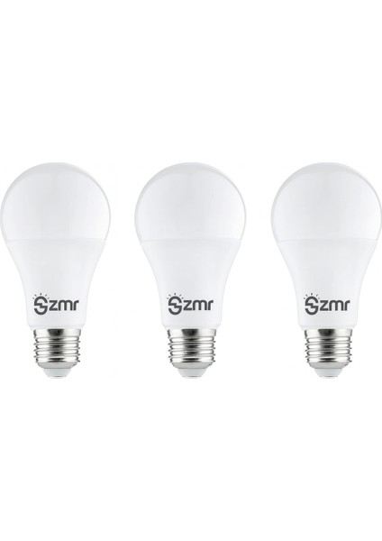 102/B.65 3'lü Paket LED Ampul 9W 6500K Beyaz Işık E27 Duylu Enerji Tasarruflu Uzun Ömürlü