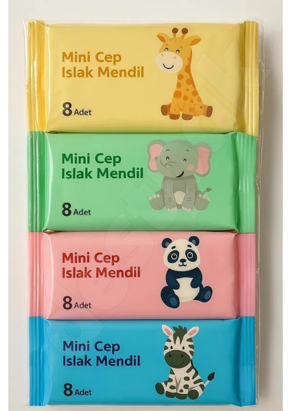 8'li Cep Islak Mendili - Taşınabilir Islak Mendili - Seyahat Islak Temizleme Mendili