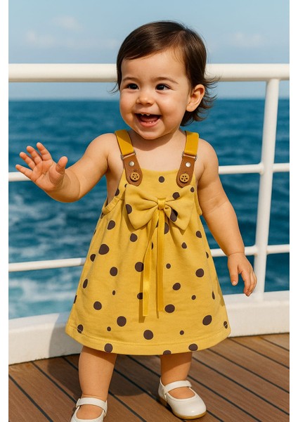 Kurdeleli Puantiyeli Askılı Kız Çocuğu Elbise fiyatları