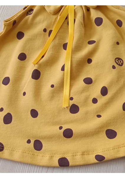 Kurdeleli Puantiyeli Askılı Kız Çocuğu Elbise modelleri