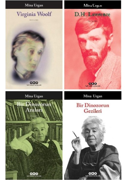 Mina Urgan 4 Kitap Set / Virginia Woolf -D. H. Lawrence-Bir Dinozorun Anıları-Bir Dinozorun Gezileri